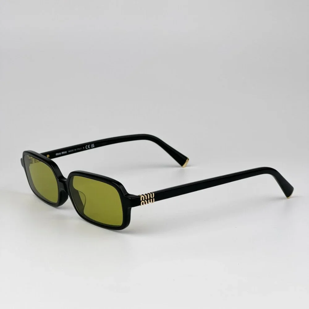 Miu Miu MU11ZSF 16K07O BRAND NEW Sunglasses Black Olive Green Rectangle Unisex